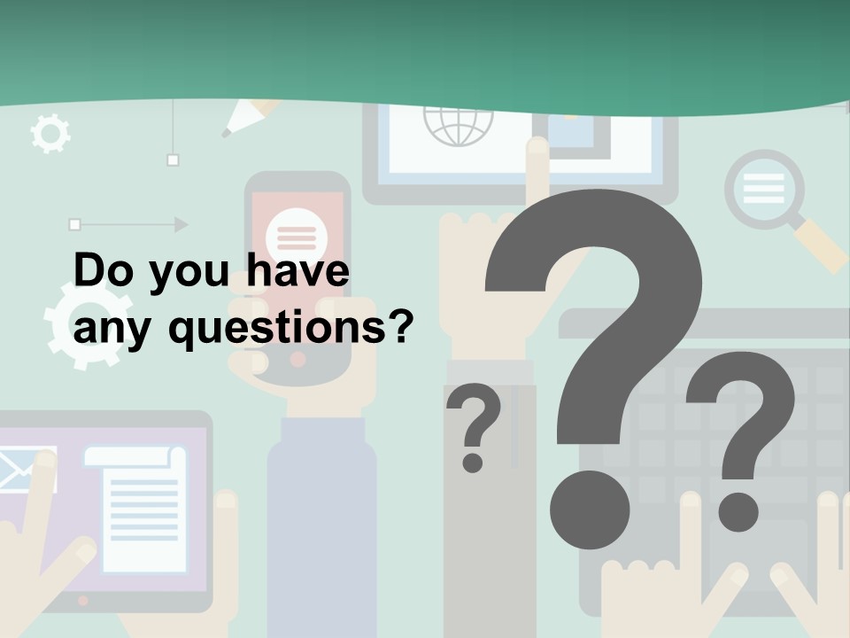 A Group Of People Holding Cell Phones And Laptops PowerPoint Template