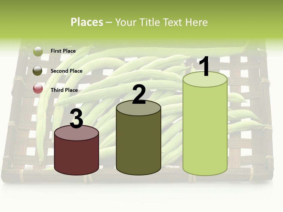 A Wooden Crate Filled With Green Beans On Top Of A Table PowerPoint Template