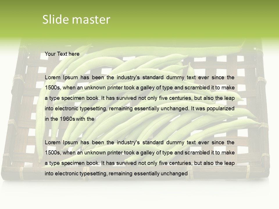 A Wooden Crate Filled With Green Beans On Top Of A Table PowerPoint Template