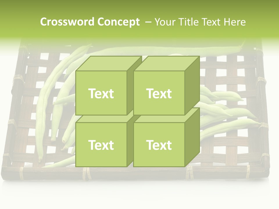 A Wooden Crate Filled With Green Beans On Top Of A Table PowerPoint Template