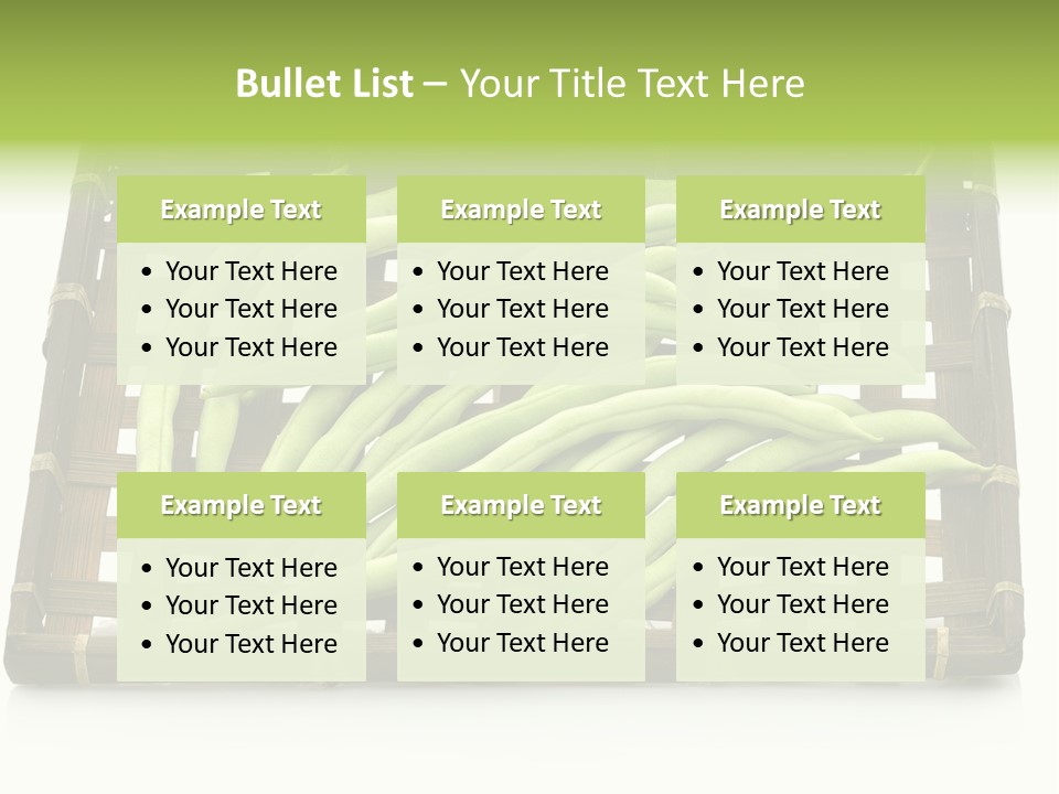 A Wooden Crate Filled With Green Beans On Top Of A Table PowerPoint Template