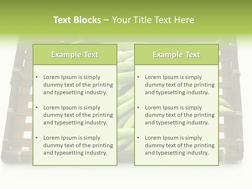 A Wooden Crate Filled With Green Beans On Top Of A Table PowerPoint Template