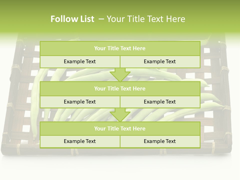 A Wooden Crate Filled With Green Beans On Top Of A Table PowerPoint Template