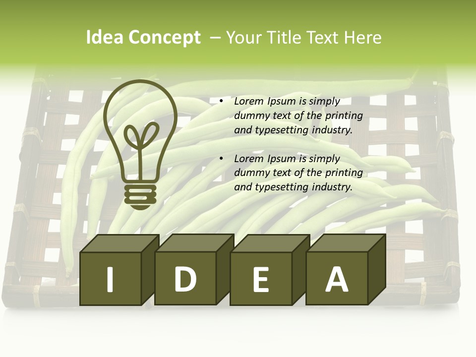 A Wooden Crate Filled With Green Beans On Top Of A Table PowerPoint Template
