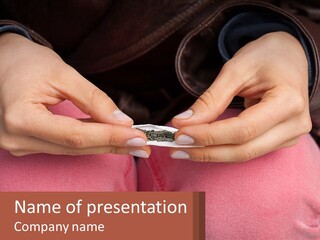 A Woman Holding A Cigarette In Her Hands PowerPoint Template