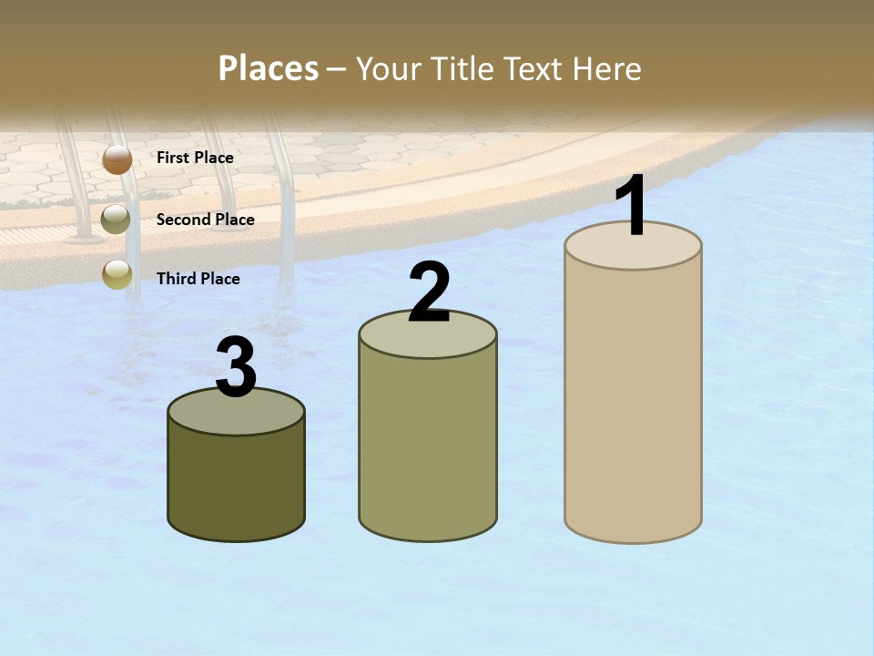 A Blue Swimming Pool With A Metal Hand Rail PowerPoint Template