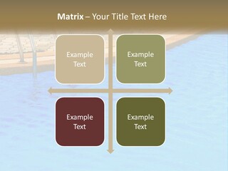 A Blue Swimming Pool With A Metal Hand Rail PowerPoint Template