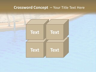 A Blue Swimming Pool With A Metal Hand Rail PowerPoint Template