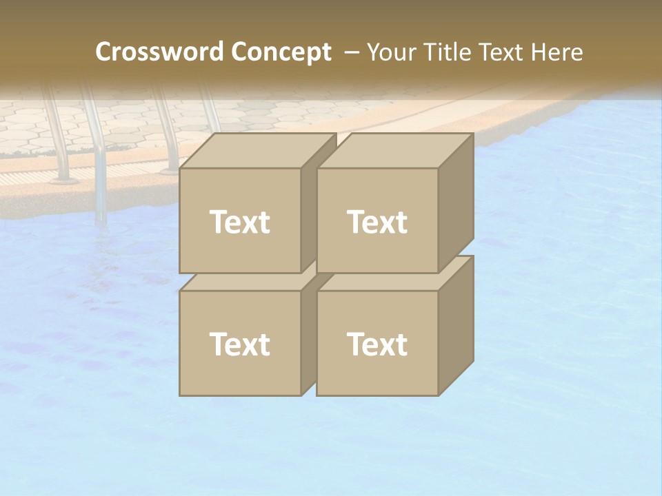 A Blue Swimming Pool With A Metal Hand Rail PowerPoint Template