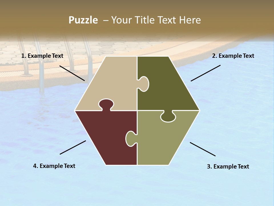 A Blue Swimming Pool With A Metal Hand Rail PowerPoint Template