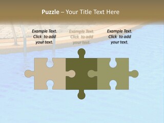 A Blue Swimming Pool With A Metal Hand Rail PowerPoint Template