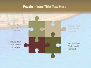 A Blue Swimming Pool With A Metal Hand Rail PowerPoint Template