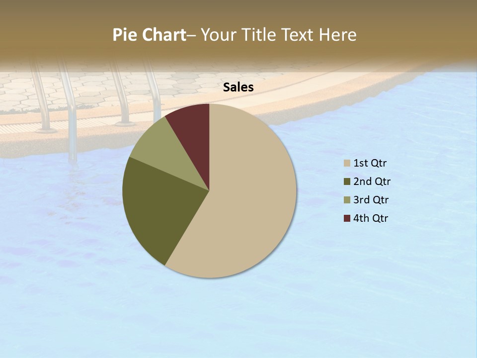 A Blue Swimming Pool With A Metal Hand Rail PowerPoint Template