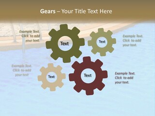 A Blue Swimming Pool With A Metal Hand Rail PowerPoint Template