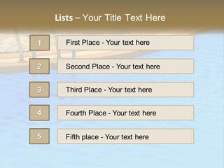 A Blue Swimming Pool With A Metal Hand Rail PowerPoint Template