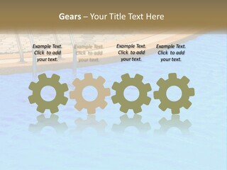 A Blue Swimming Pool With A Metal Hand Rail PowerPoint Template