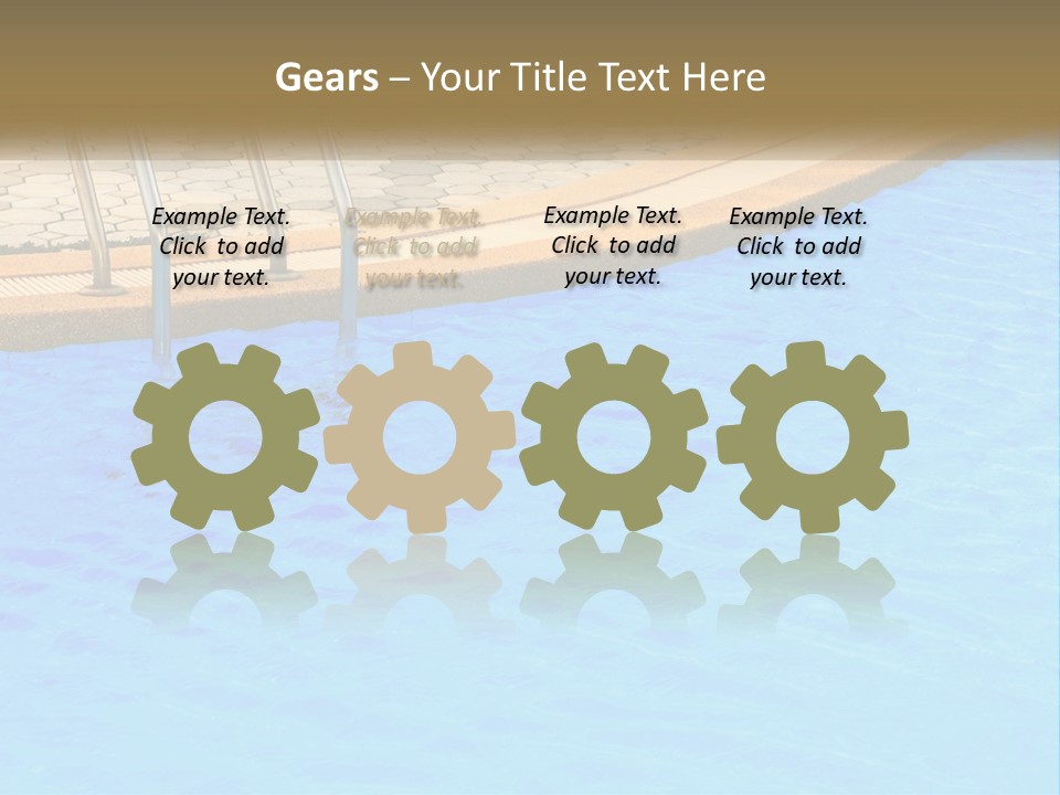 A Blue Swimming Pool With A Metal Hand Rail PowerPoint Template