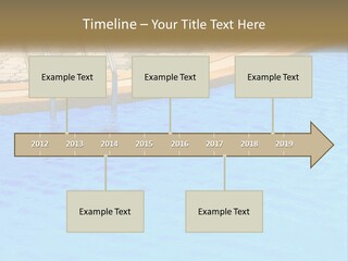 A Blue Swimming Pool With A Metal Hand Rail PowerPoint Template