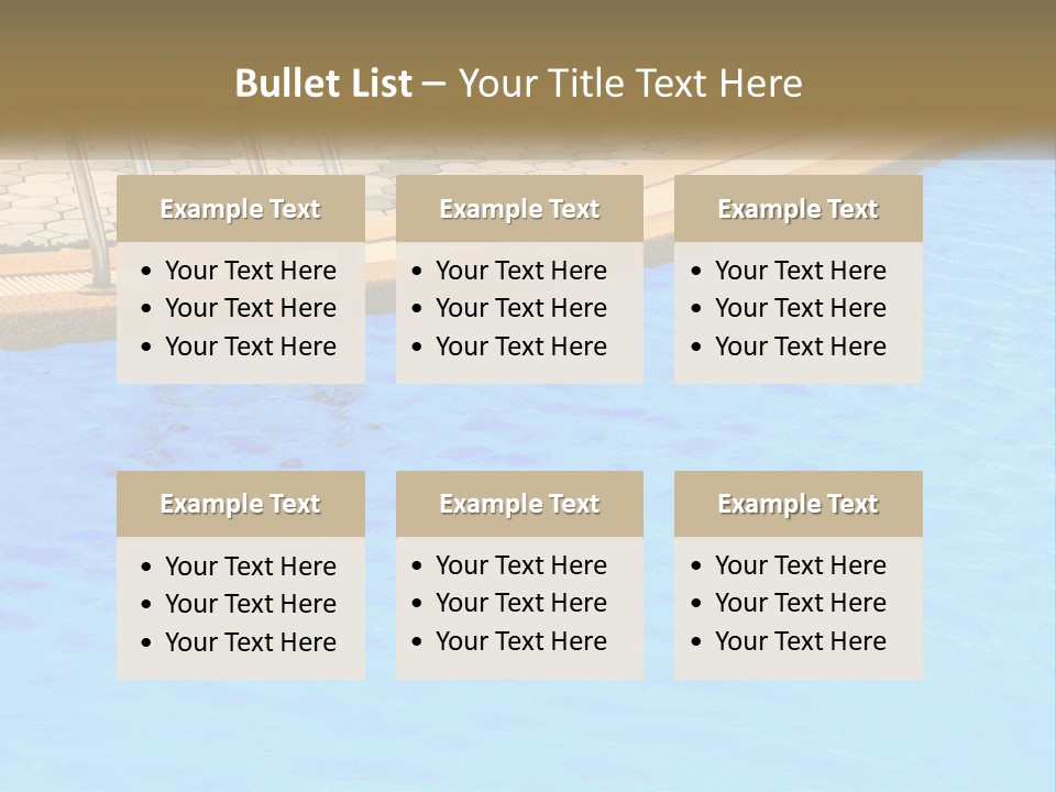 A Blue Swimming Pool With A Metal Hand Rail PowerPoint Template