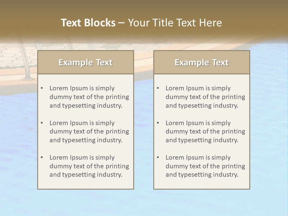 A Blue Swimming Pool With A Metal Hand Rail PowerPoint Template