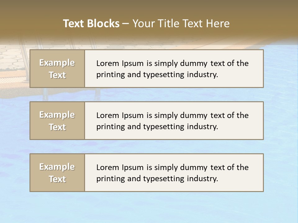 A Blue Swimming Pool With A Metal Hand Rail PowerPoint Template