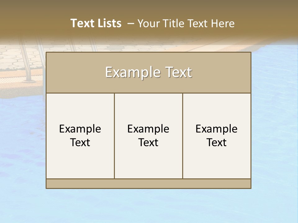 A Blue Swimming Pool With A Metal Hand Rail PowerPoint Template