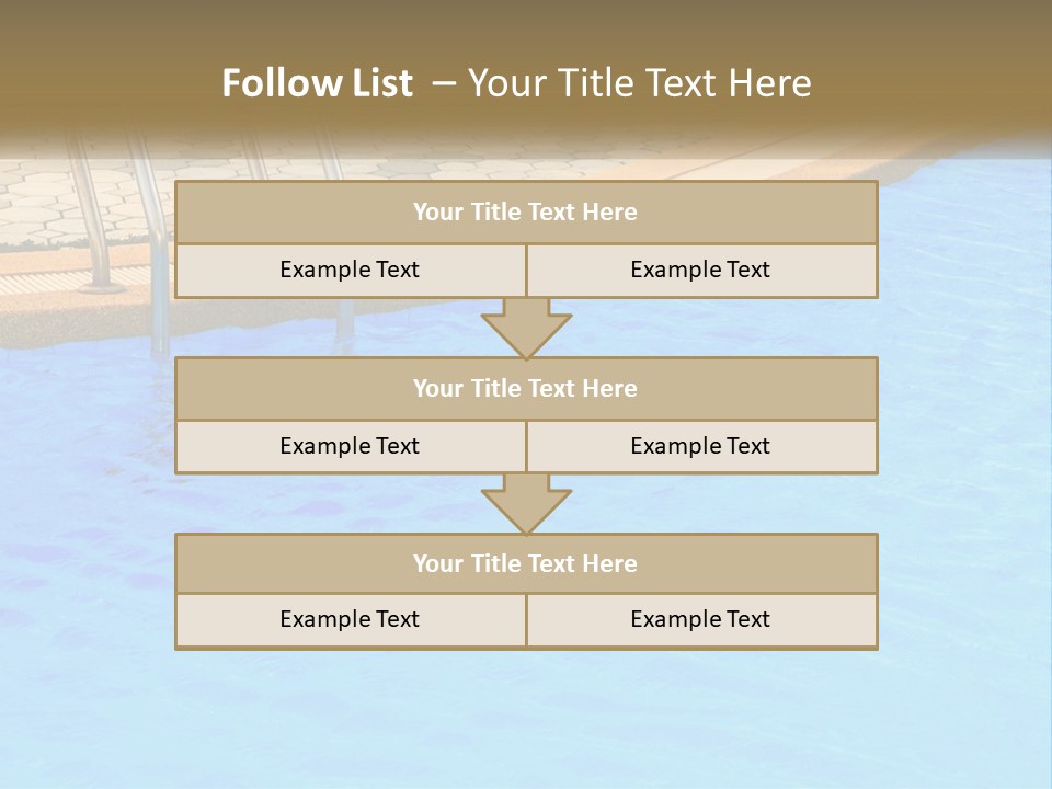 A Blue Swimming Pool With A Metal Hand Rail PowerPoint Template