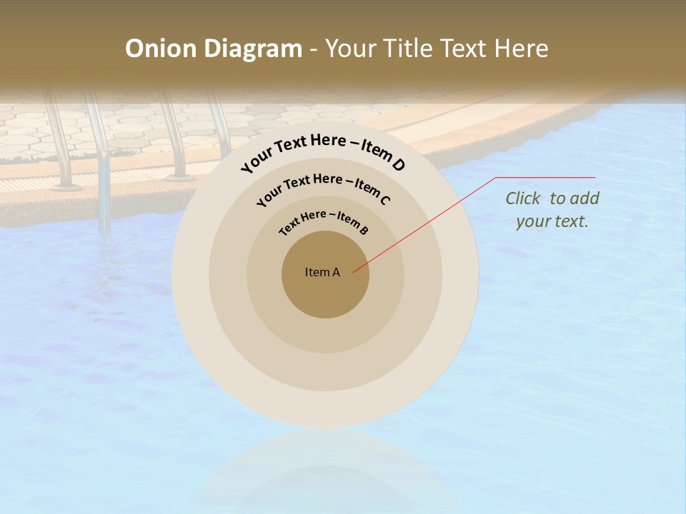 A Blue Swimming Pool With A Metal Hand Rail PowerPoint Template