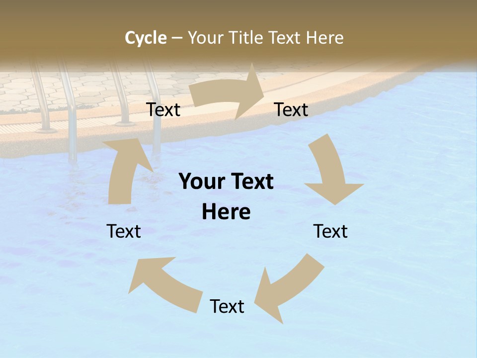 A Blue Swimming Pool With A Metal Hand Rail PowerPoint Template