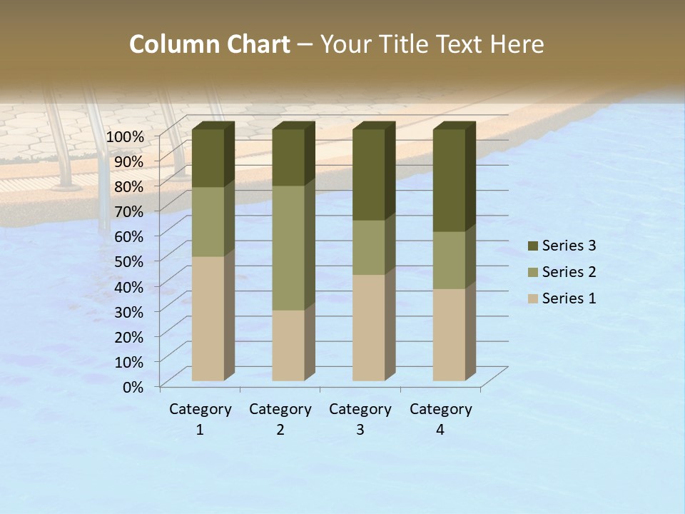A Blue Swimming Pool With A Metal Hand Rail PowerPoint Template