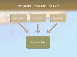 A Blue Swimming Pool With A Metal Hand Rail PowerPoint Template