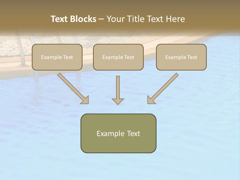 A Blue Swimming Pool With A Metal Hand Rail PowerPoint Template