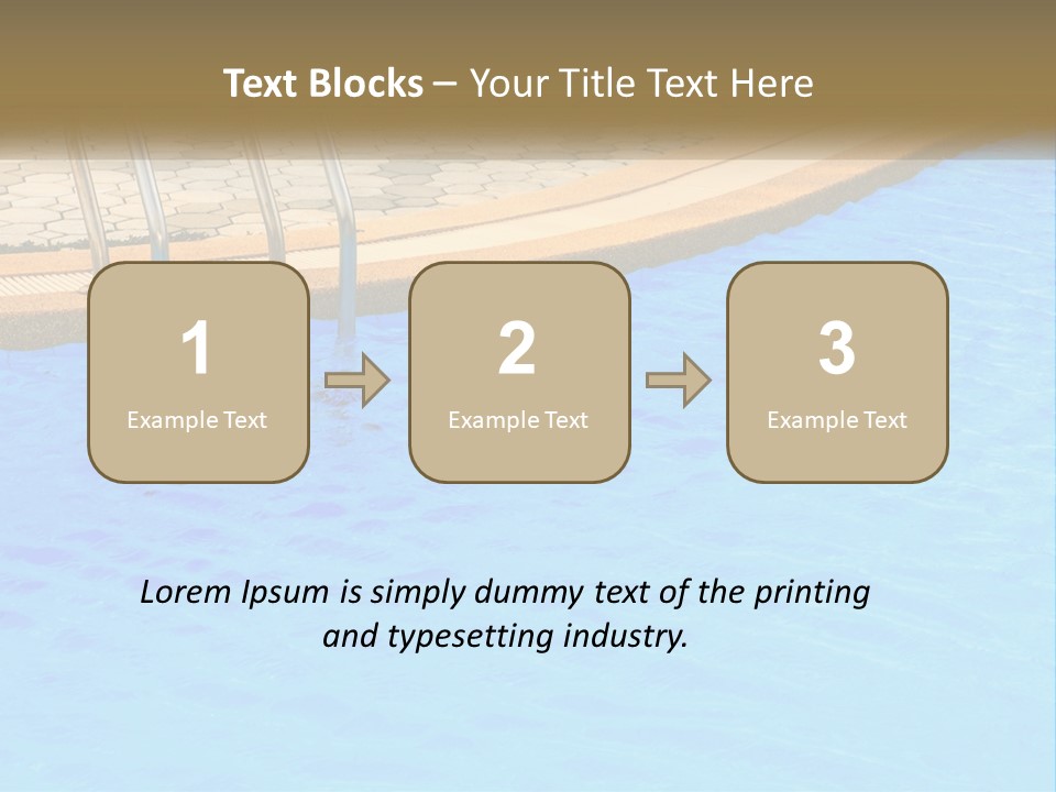 A Blue Swimming Pool With A Metal Hand Rail PowerPoint Template