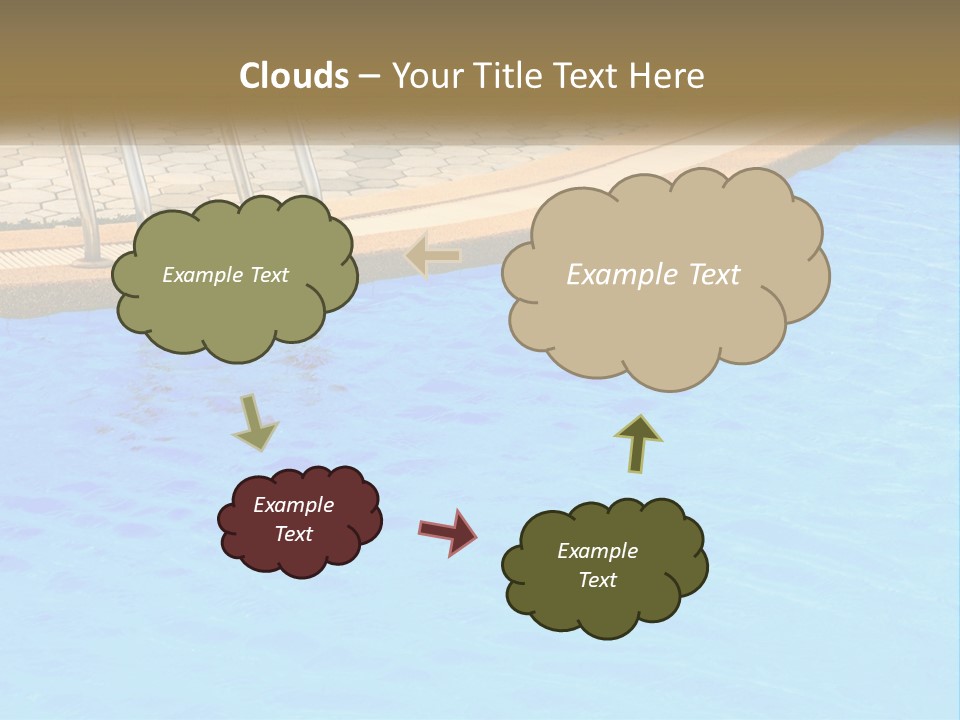 A Blue Swimming Pool With A Metal Hand Rail PowerPoint Template