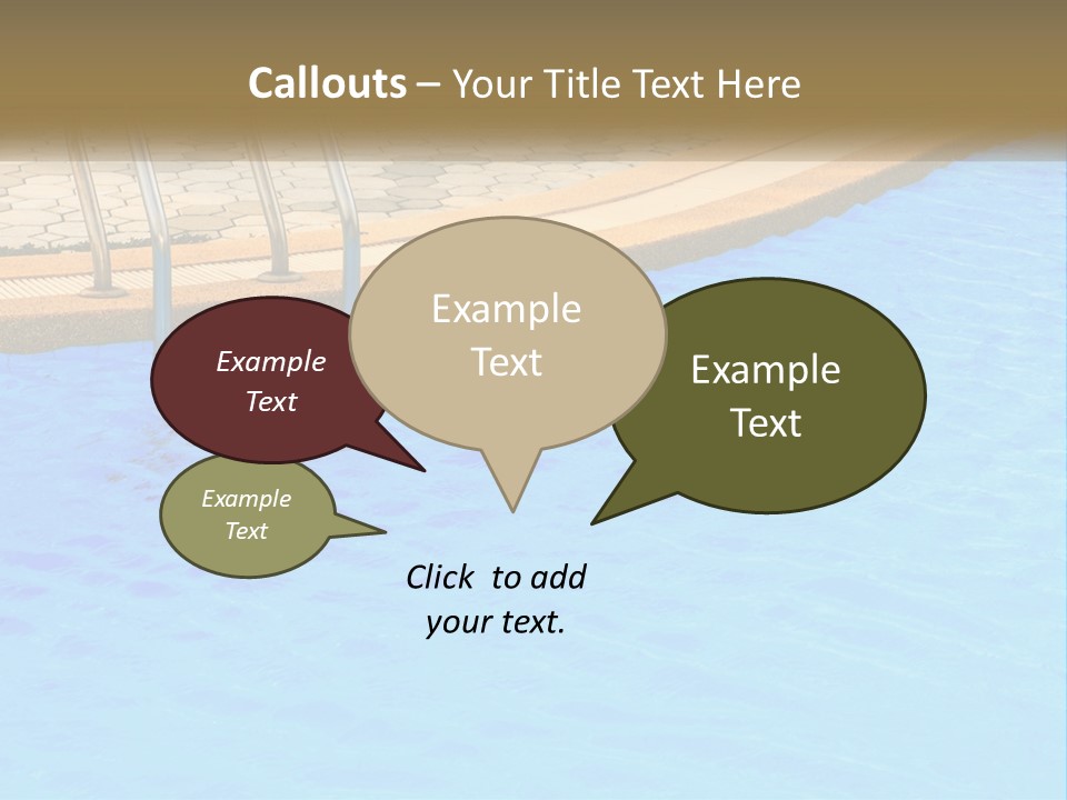 A Blue Swimming Pool With A Metal Hand Rail PowerPoint Template