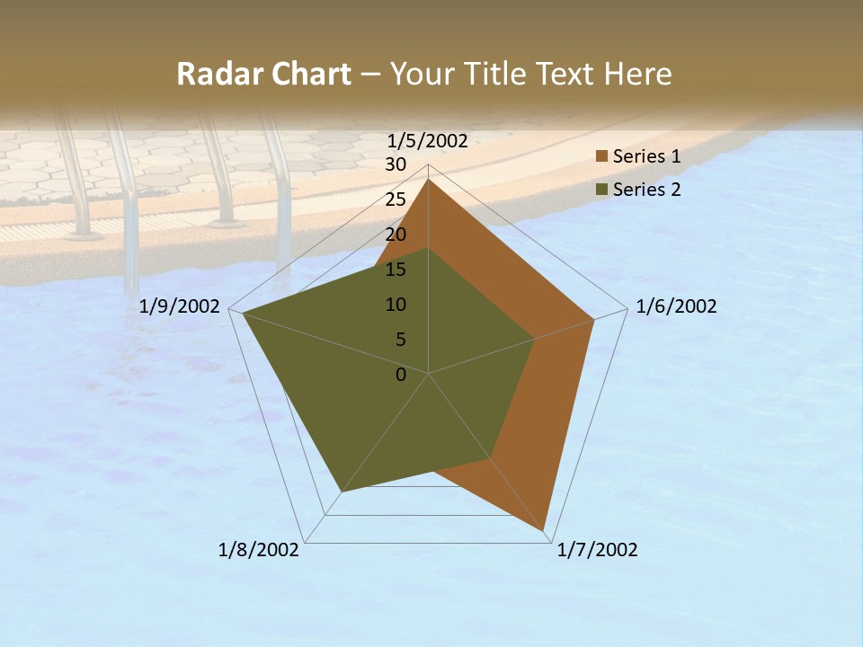 A Blue Swimming Pool With A Metal Hand Rail PowerPoint Template
