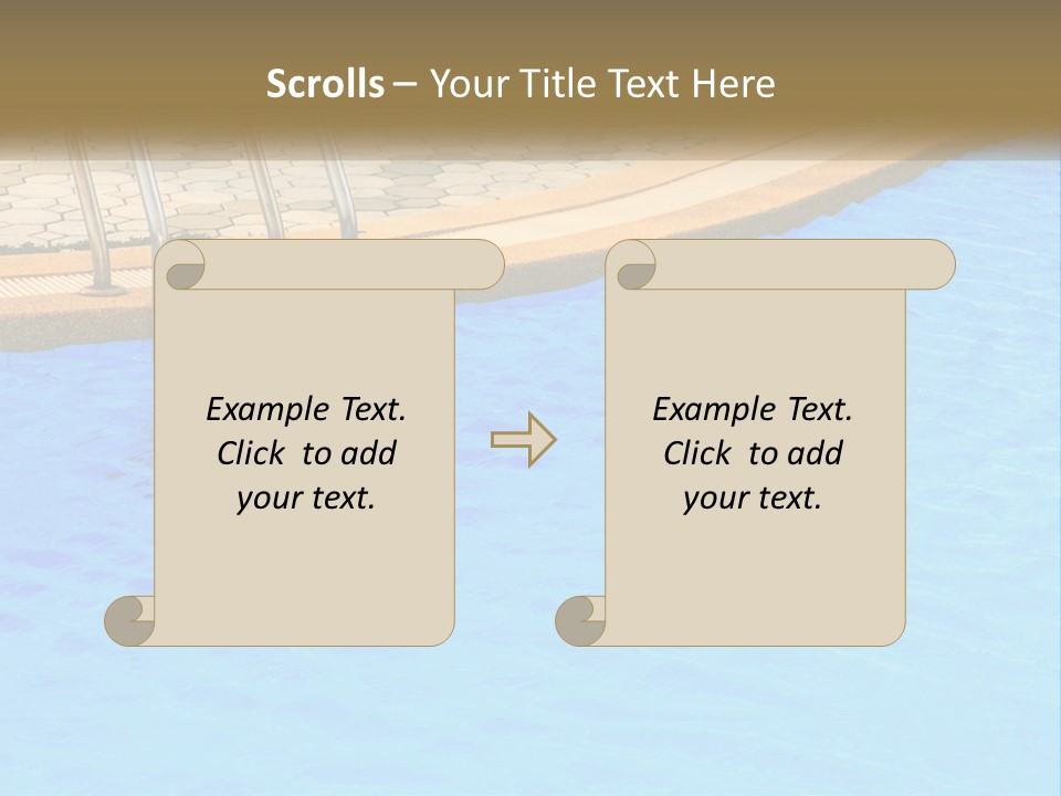 A Blue Swimming Pool With A Metal Hand Rail PowerPoint Template