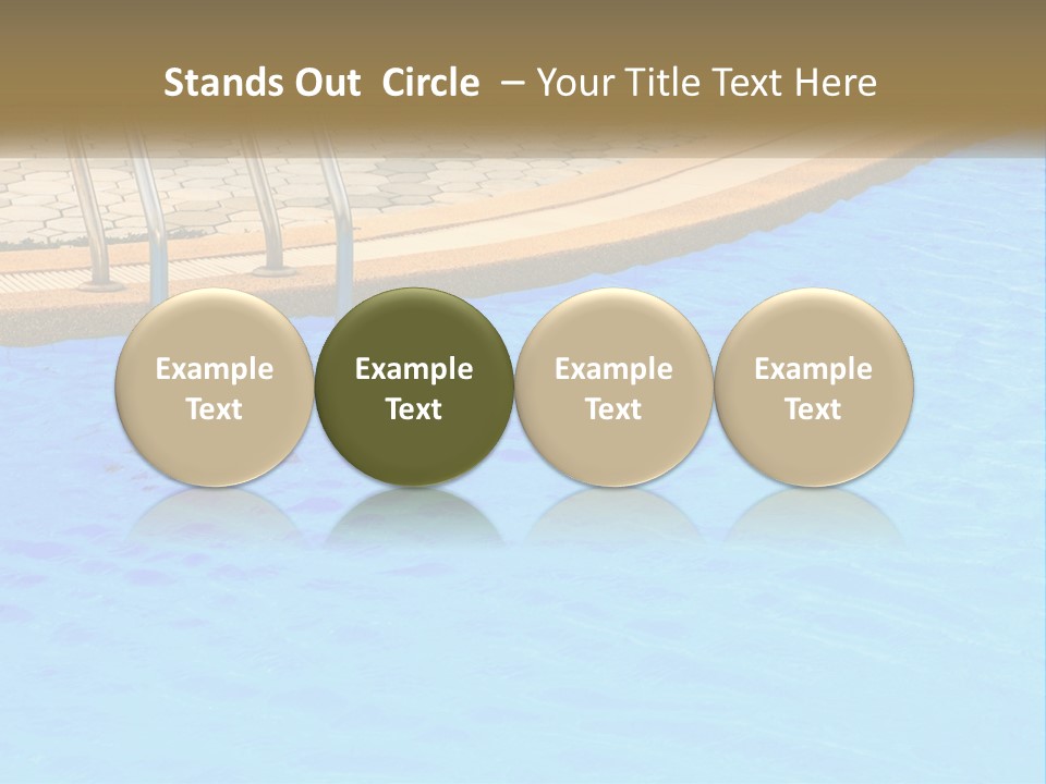 A Blue Swimming Pool With A Metal Hand Rail PowerPoint Template