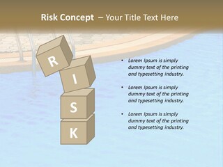 A Blue Swimming Pool With A Metal Hand Rail PowerPoint Template