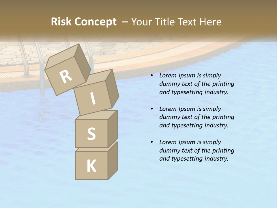 A Blue Swimming Pool With A Metal Hand Rail PowerPoint Template