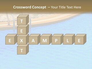 A Blue Swimming Pool With A Metal Hand Rail PowerPoint Template