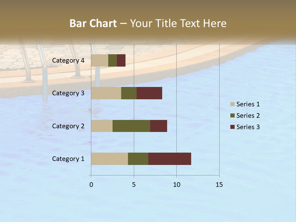 A Blue Swimming Pool With A Metal Hand Rail PowerPoint Template