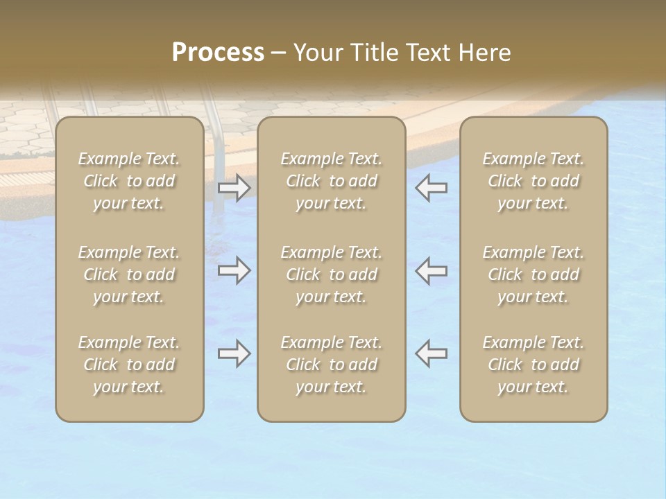 A Blue Swimming Pool With A Metal Hand Rail PowerPoint Template