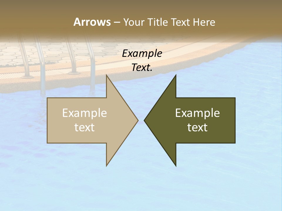 A Blue Swimming Pool With A Metal Hand Rail PowerPoint Template