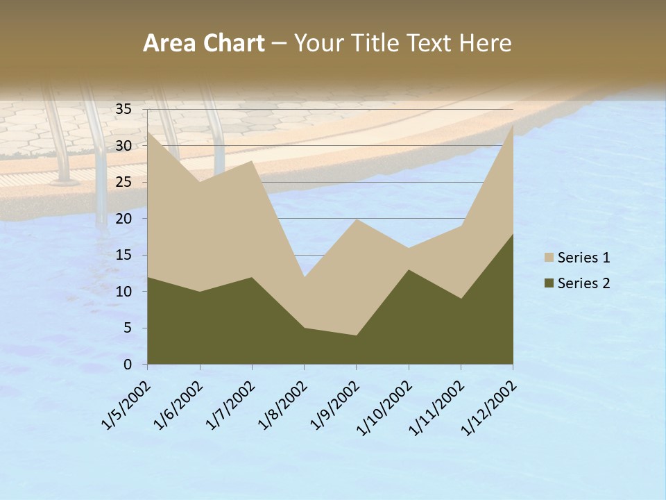 A Blue Swimming Pool With A Metal Hand Rail PowerPoint Template