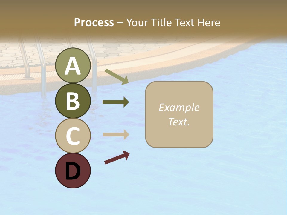 A Blue Swimming Pool With A Metal Hand Rail PowerPoint Template