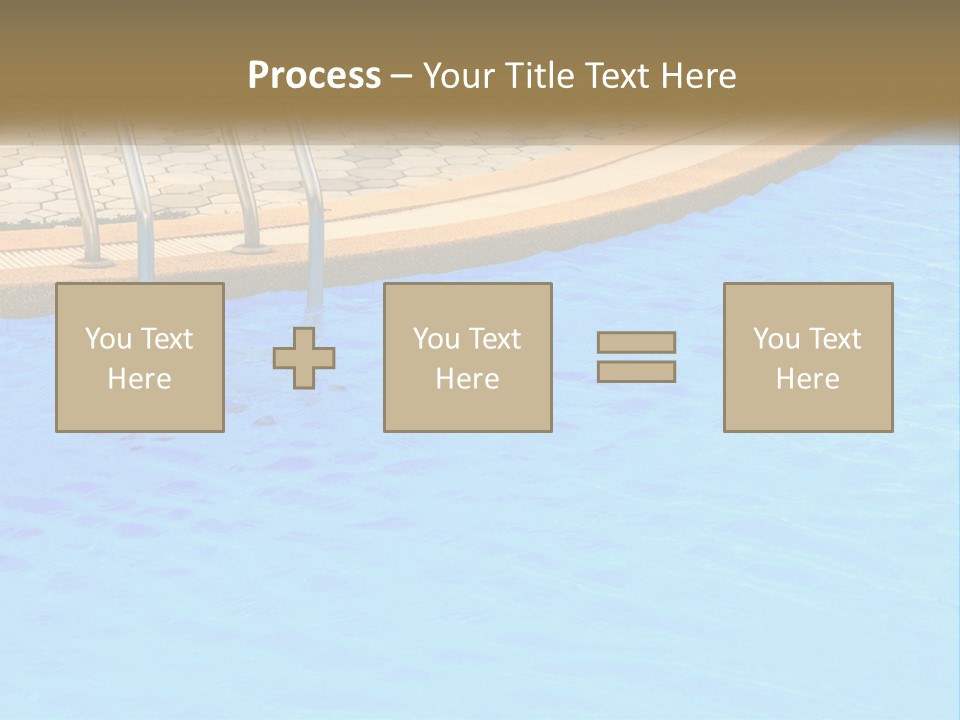 A Blue Swimming Pool With A Metal Hand Rail PowerPoint Template