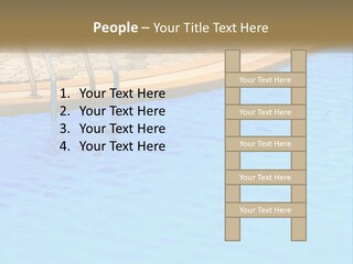 A Blue Swimming Pool With A Metal Hand Rail PowerPoint Template