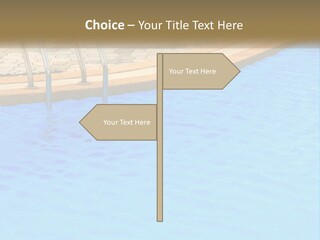 A Blue Swimming Pool With A Metal Hand Rail PowerPoint Template