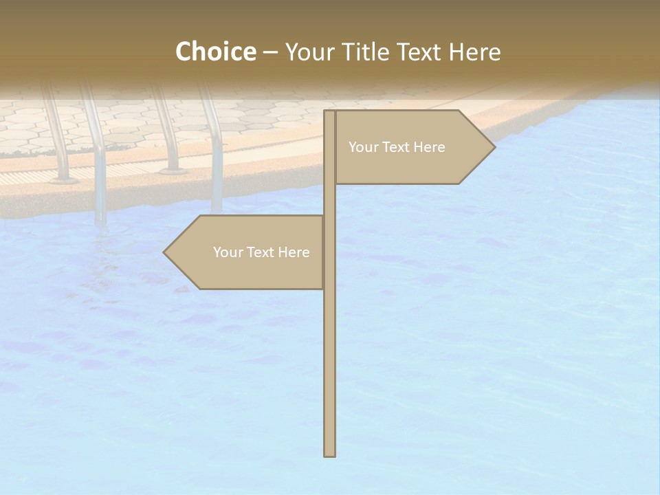 A Blue Swimming Pool With A Metal Hand Rail PowerPoint Template